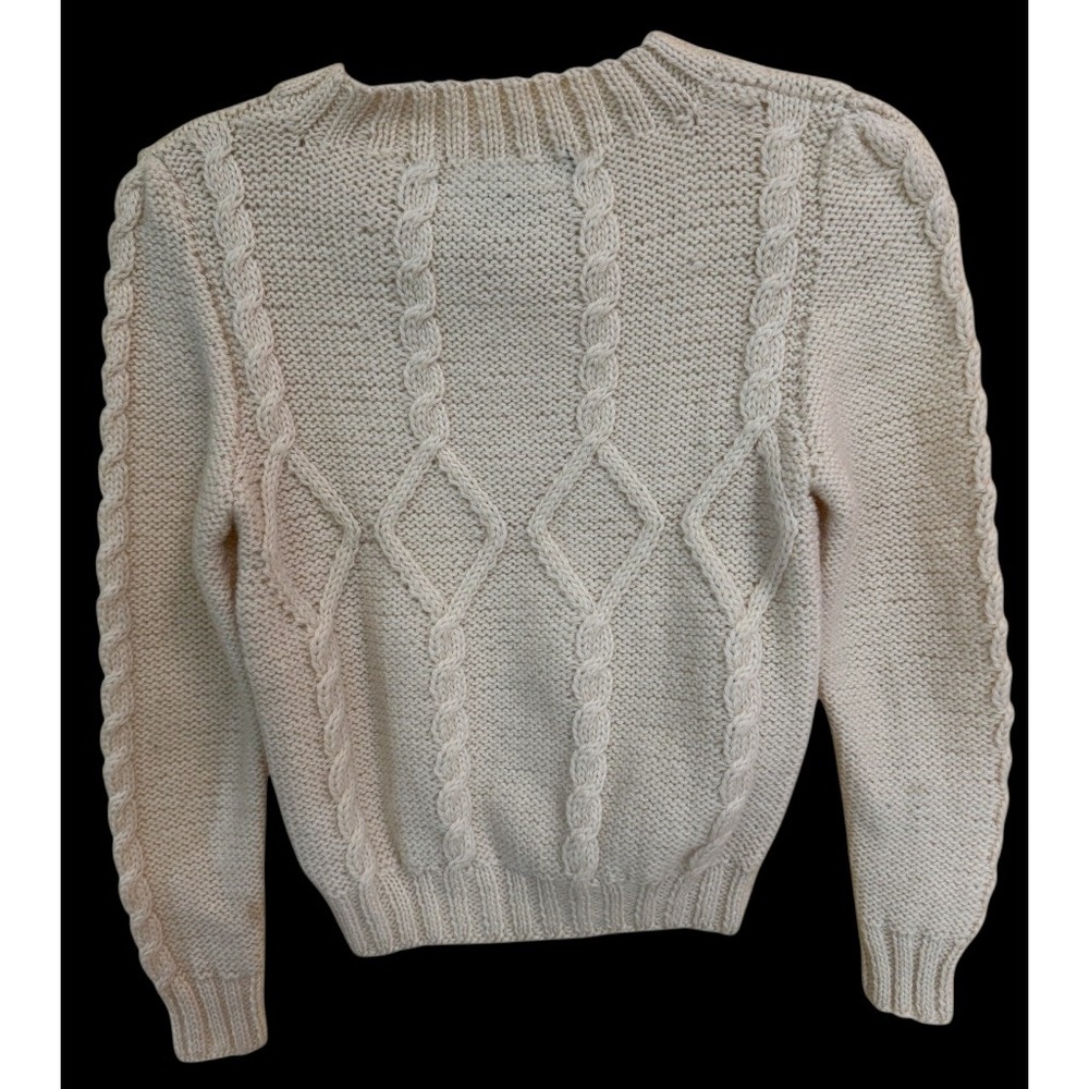 Vintage Checkmate Women's Wool Fisherman Cable Knit Sweater Y2K Preppy Small